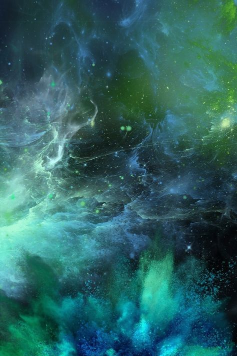 Green Aesthetic Universe Starry Background Hd Wallpaper, Blue Green, Universe, Wallpapers, Purple, Green, Blue