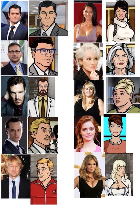 If Archer was made into a live action movie, here's the cast. Archer Tattoo Tv Show, Archer Series, Archer Show, Archer Cartoon, Archer Fx, Archer Tv Show, Archer Tattoo, Tattoo Tv Shows, Sterling Archer