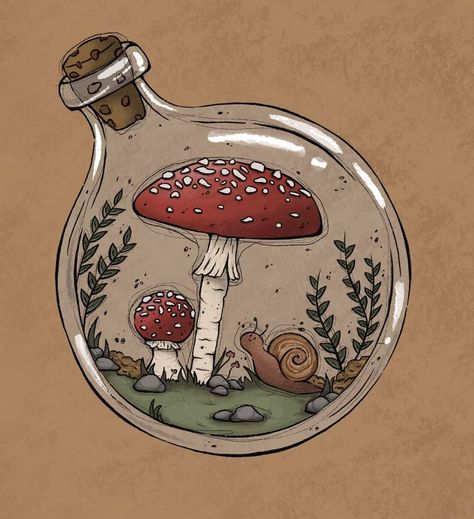 Fungi Art, Arte Grunge, Mushroom Drawing, Cute Doodles Drawings, Cute Doodle Art, Mushroom Art, Art Inspiration Painting, Tattoo Design Drawings, Book Art Drawings