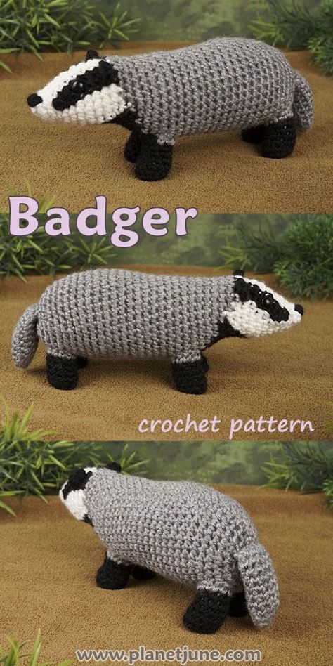 Free Badger Crochet Pattern, Crochet Badger Pattern, Badger Crochet Pattern, European Badger, Teddy Crochet, Crochet Woodland, Crochet Beanie Pattern Free, Tracker Ideas, Knifty Knitter