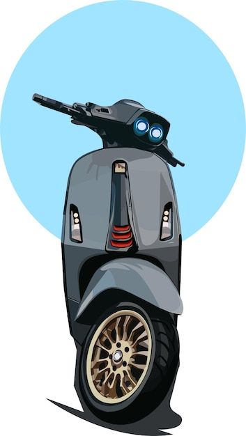 Vespa Vector Design, Motor Cartoon, Vespa Cartoon, Vespa Vector, Vector Motor, Cartoon Motorcycle, Vespa Illustration, Motorized Scooter, Motorcycle Vector