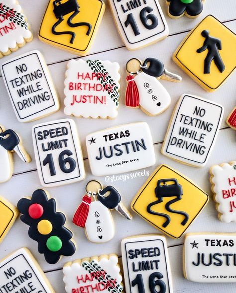 Stacy’s Sweets on Instagram: “Happy 16th Birthday Justin! 🚙” Boy 16th Birthday Ideas Decor, 15th Birthday Ideas For Boys, 16 Birthday Ideas For Boys, 16th Birthday Cookie Cake, 16 Boy Birthday Ideas, 16th Birthday Boy Ideas, 16th Birthday Party Ideas Boy, Sweet 16 Boy Party Ideas, Boy Sweet 16 Party Ideas