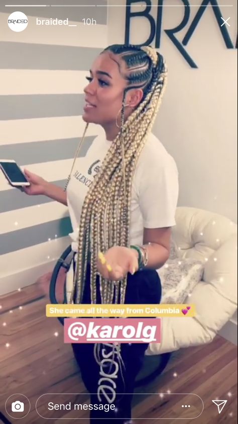 ❁ For More Hair Pins Like This Follow @Kebay A DIFFERENT TAKE ON THIS UPDO BRAIDED PONYTAIL HAIRSTYLE Ombre Braided Ponytail, Updo Braided Ponytail, Styles Locs, Big Box Braids, Ponytail Hairstyle, Braided Ponytail Hairstyles, Cool Braids, Braids With Weave, Girls Braids