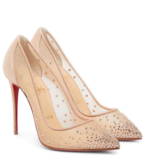 Follies Strass Louboutin, Christian Louboutin Shoes Pumps, Louboutin Online, Feminine Shoes, Light Silk, Beige Heels, Christian Louboutin Heels, Louboutin Heels, Bridal Heels