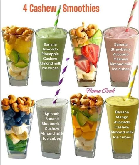 Cashew Smoothie, Smoothie Flavors, Fruit Smoothie Recipes Healthy, Smoothie Recipes Healthy Breakfast, Resep Diet, Smoothie Drink Recipes, Makanan Diet, Healthy Food Dishes, Easy Smoothie Recipes