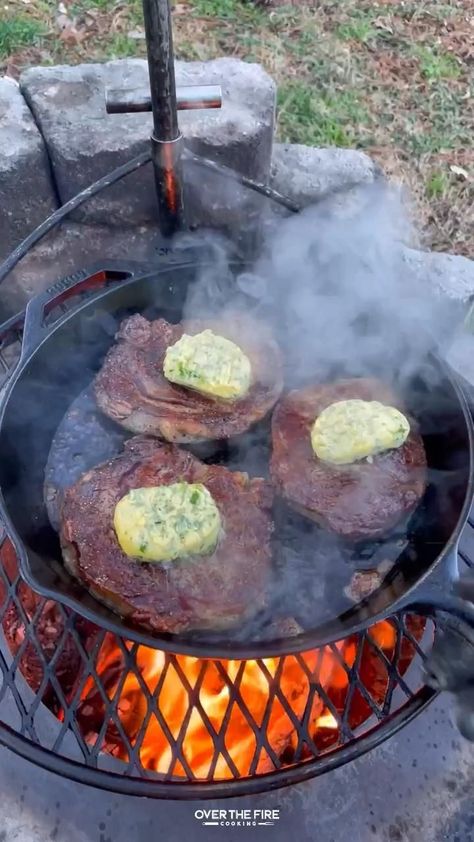 Garlic Butter Steak and Shrimp Recipe! in 2022 | Campfire food, Smoked food recipes, Recipes Camp Grill Recipes, Cooking Camping Ideas, Royal Gourmet Griddle Recipes, Campfire Cooking Videos, Cooking Over Open Fire, Over The Fire Cooking Videos, Breeo Fire Pit Recipes, Barbeque Food Ideas, Campfire Steak