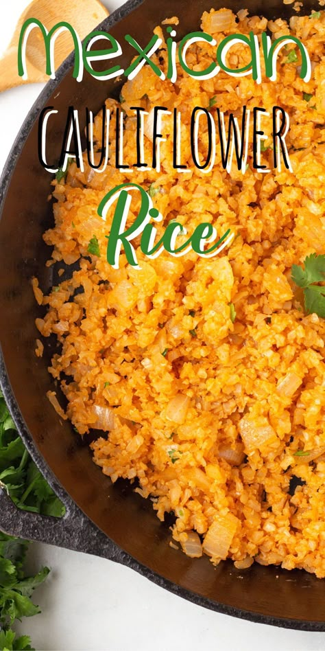 If you are looking for the perfect low carb mexican side dish this Mexican Cauliflower Rice is perfect! Side Dish For Tacos, Cauliflower Mexican Rice, Mexican Cauliflower Rice, Mexican Cauliflower, Cauliflower Rice Recipe, Mexican Side Dishes, Low Carb Mexican, Cauliflower Rice Recipes, Healthy Mexican