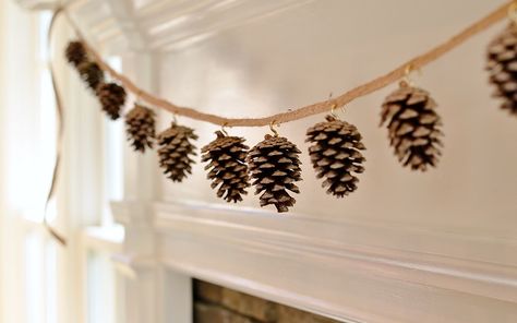 Easy Diy Thanksgiving Decorations, Easy Thanksgiving Decorations, Pinecone Garland, Pine Cone Art, Diy Christmas Garland, Thanksgiving Decorations Diy, Holiday Crafts Diy, Fun Fall Activities, Pine Cone Decorations