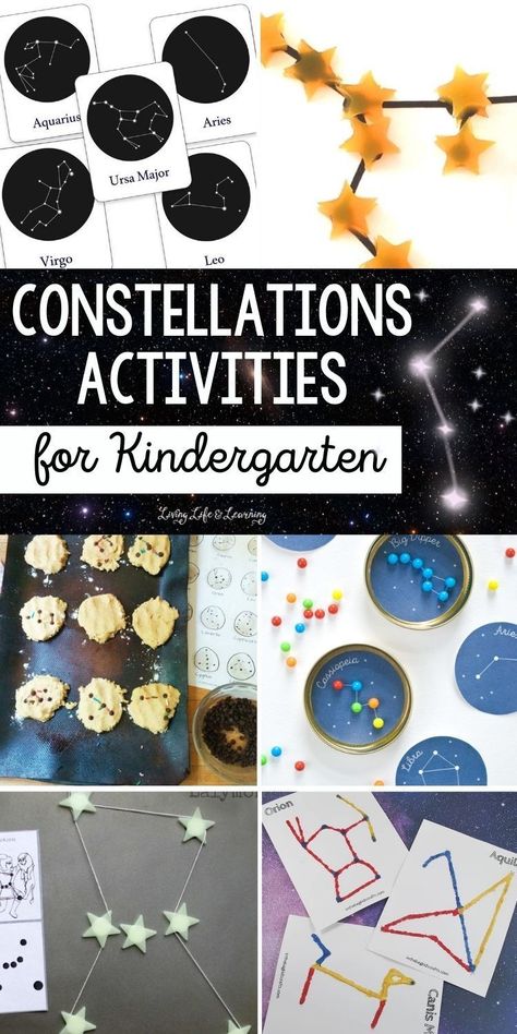 If your young kids love the stars and space, these constellations   activities for kindergarten will surely make them excited to go on a   stargazing activity and more fun homeschool lessons about the stars with   you. Space Homeschool Activities, Space Camp Activities For Kids, Space Theme Kindergarten Activities, Constellation Activities For Kids, Constellations Activities, Space Kindergarten Activities, Space Camp Activities, Constellation Activity, Constellations For Kids