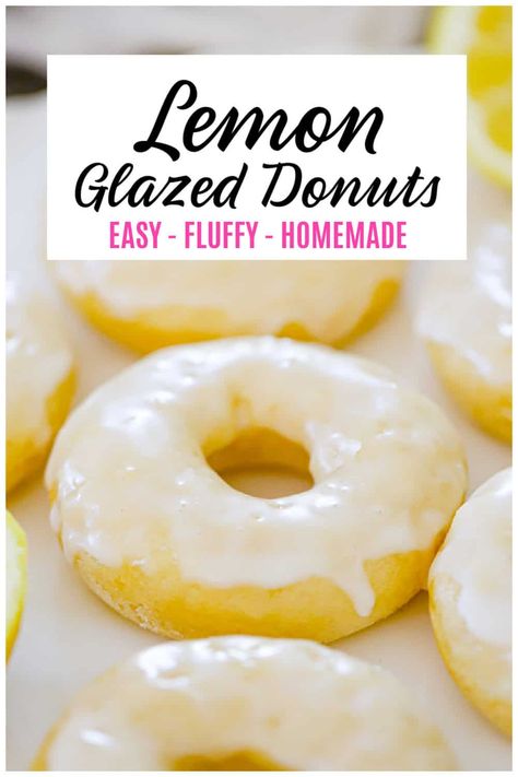 Lemon Glazed Lemon Donuts Lemon Donuts Recipe, Glazed Donuts Recipe, Lemon Glazed Donuts, Donut Hole Recipe, Cookie Dough Filling, Easy Donut Recipe, Easy Donuts, Homemade Donuts Recipe, Baked Donut Recipes