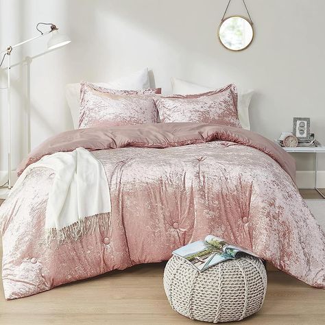 Amazon.com: Comfort Spaces Juliette Luxe Comforter Set Velvet Lush with Soft Brushed Microfiber Reverse, All Season Cozy Velvet Bedding Sets, Fluffy Comforter Bed Set, Matching Sham, Blush King 3 Piece : Home & Kitchen Soft Comforter Bedding, Comforters Teen, Cozy Bedding Sets, Fluffy Comforter, Velvet Comforter, Velvet Bedding Sets, Queen Size Comforter, Twin Xl Comforter, Fluffy Bedding