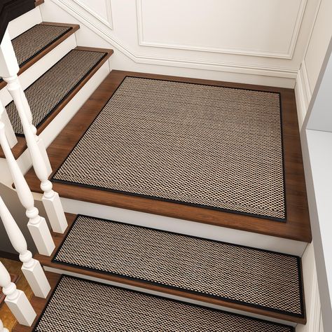 PRICES MAY VARY. 【 Rubber Backing Stair Treads】Because it’s sturdy non-adhesive anti-slip luxury rubber backing. You don’t need to purchase another tape for the carpet stair treads for your kids, elderly parents, and pets. It can stick to wooden, tile, and marble surfaces tightly, stair treads stay put and stay in place 【Residue Free】Unlike adhesive tapes, the rubber backing stair treads won’t cause damage to the surface when you try to remove them. No extra steps to place the carpet for the sta Stair Runners And Landing Carpet, Rug Runner On Stairs, Mudroom Stairs, Stair Tread Ideas, Stair Landing Decor Ideas, Stair Runners Ideas, Landing Decor Ideas, Staircase Redo, Runner On Stairs