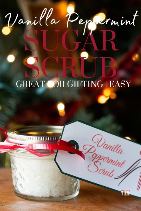 This homemade vanilla peppermint sugar scrub recipe is easy, using ingredients you may already have! Perfect for exfoliating the whole body! Easy Sugar Scrub Recipe, Diy Gift For Friends, Vanilla Scrub, Peppermint Sugar Scrub, Peppermint Scrub, Easy Sugar Scrub, Liquid Coconut Oil, Peppermint Sugar Scrubs, Peppermint Sugar