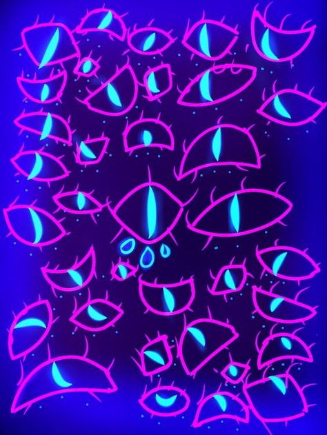 Neon Eye Drawing, Eyestrain Art Pfp, Eyes Art Creepy, Weirdcore Eyes Drawing, Eyestrain Pfp, Multiple Eyes Character Design, Eyestrain Art Wallpaper, Eyes Aesthetic Creepy, Weird Eye Drawings