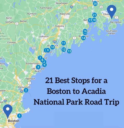 21 Best Stops for a Boston to Acadia National Park Road Trip Maine Road Trip, Maine Trip, New England Trip, England Road Trip, Massachusetts Travel, New England Road Trip, East Coast Travel, East Coast Road Trip, Maine Vacation