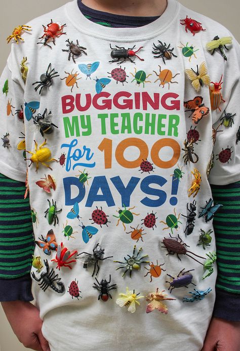 Bugging My Teacher for 100 Days shirt, 100 days, 100 days shirt idea, 100 days school celebration, bug shirt, Just Add Confetti, free printable, free iron on transfer graphic, Bugging my teacher for 100 days shirt idea, 100 days of school ideas, kids craft, kids shirt craft 100 Days Of Preschool Shirt, 100 Day Of School Collection, 100 Day Of School Toddler Craft, Bugging My Teacher For 100 Days, 100 Things Project 100th Day, 100 Day Of School Poster Board Ideas Boys, 100th Day Of School For Boys, 100 Days Of School Ideas For Boys, Hundred Days Of School Shirt Ideas