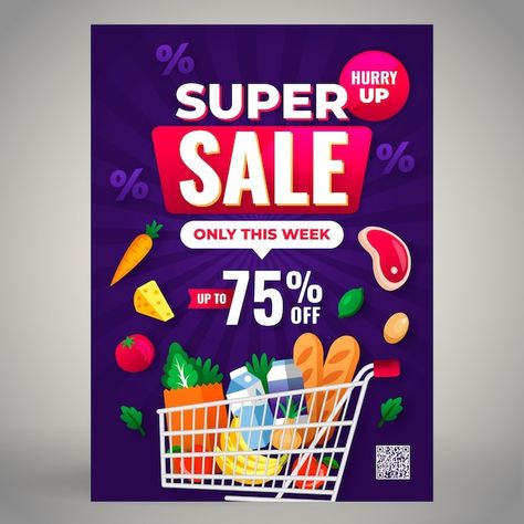 Free vector gradient supermarket poster ... | Free Vector #Freepik #freevector #market-flyer #supermarket-poster #supermarket-flyer #market-poster Grocery Poster, Supermarket Poster Design, Supermarket Design Ideas, Supermarket Poster, Supermarket Design, Advertising Design, Poster Template, Vector Photo, Food Design