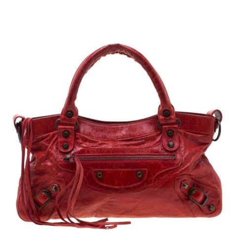 Balenciaga Small City Bag, Balenciaga Velo, Balenciaga First, Red Balenciaga, Balenciaga Handbags, Red Leather Handbags, Studded Bag, Handbag For Women, Balenciaga Bag