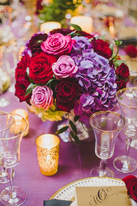 glam red and purple centerpiece | Elyse Hall Photography | Glamour & Grace Purple Red Wedding, Red Purple Wedding, Red Wedding Centerpieces, Red And Purple Wedding, Purple Centerpiece, Purple Centerpieces, Purple Wedding Inspiration, Purple Succulents, Red Wedding Flowers