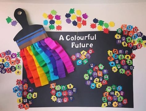 Paint Brush Bulletin Board Paint Can Bulletin Board, Paint Brush Bulletin Board, Diy Bulletin Board, Preschool Bulletin, Preschool Bulletin Boards, Display Boards, Paint Brush Art, Display Board, Paint Brush