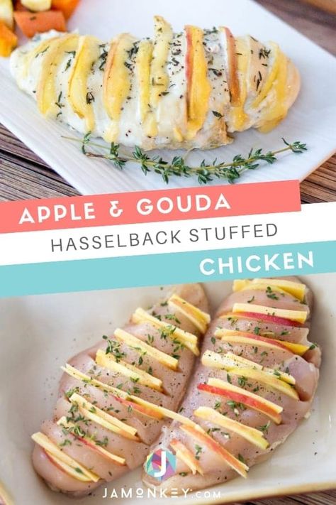 Gouda Dinner Recipes, Apple And Gouda Stuffed Chicken, Apple Gouda Stuffed Chicken, Baked Apple Chicken, Chicken And Gouda Recipes, Gouda Chicken Recipes, Chicken Apple Recipes, Chicken And Apple Recipes, Gouda Stuffed Chicken