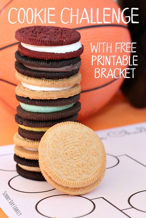 Find your favorite OREO flavor with this fun cookie challenge! Perfect for March basketball viewing parties, this is a super easy and fun party game. Includes a free printable tournament bracket too! #GreatTasteTourney AD Oreo Taste Test Printable, Oreo Challenge Game, Oreo Party Ideas, Chocolate Olympics, Oreo Game, Oreo Challenge, Basketball Watch Party, National Oreo Day, Oreo Party