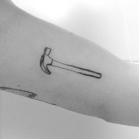 Hammer Tattoo, Minimalist Tattoo Meaning, Paris Tattoo, Tool Tattoo, Typography Tattoo, French Tattoo, Delicate Tattoo, Tattoo Equipment, Most Popular Tattoos