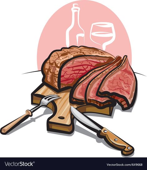 Roast beef Royalty Free Vector Image - VectorStock Vegan Ground Beef, Sally Nightmare Before Christmas, Beef Steak, Food Drawing, Roast Beef, Fantastic Art, Food Illustrations, Cartoon Drawings, Free Vector Images