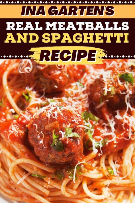 Ina Garten's real meatballs and spaghetti will be your new favorite dinner! With a rich, aromatic sauce and juicy, tender meatballs- what's not to love? Classic Meatballs With Tomato Sauce Food Network, Ina Garten Real Meatballs And Spaghetti, Ina Garden Spaghetti Sauce, Marcella Hazan Meatballs, Ina Garden Spaghetti And Meatballs, The Best Spaghetti And Meatballs, Ina Garten Spaghetti Sauce, Ina Garten Spaghetti And Meatballs, Nona's Meatballs