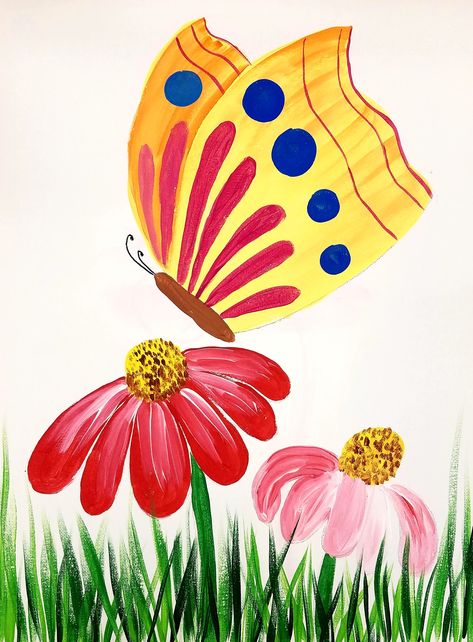 Paint Butterflies Easy, Butterfly Painting For Kids, Easy Butterfly Painting, Butterfly Painting Easy, Guided Painting, Butterfly Canvas Painting, Success Drawing, Butterfly Acrylic Painting, Acrylic Painting For Kids