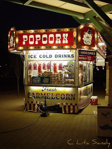 *CIRCUS FOOD STAND! ~ @ Night - Tulip Time Festival - Holland, Michigan Carnival Popcorn Stand, Carnival Food Stand Aesthetic, Amusement Park Food, Carnival At Night, Theme Park Food, Night Carnival, Circus Food, Carnival Night, Circus Aesthetic