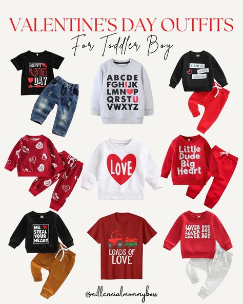 Toddler Boy Valentine Outfit, Outfits For Toddler Boys, Toddler Valentine Outfits, Winter Valentines, Boys Valentines Outfit, Valentine Gifts For Boys, Valentine Outfits, Toddler Valentine Crafts, Valentines Outfit