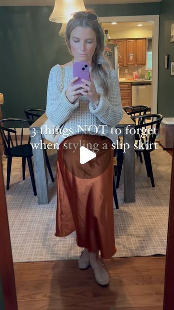 Trudy Lynn Linton on Instagram: "3 things not to forget when styling a slip skirt:

💫 style a slipskirt with a cardigan tucked! I love love love this option! 

💫 style a slip skirt with a blazer paired with a lace cami and a slip skirt! 

💫 style a slip skirt with an oversized funnel neck sweater and a belt! Love the belt over the sweater, so pretty! 

#workwear #outfitinspo #falloutfits #grwm #affordablefinds #styletips #petitefriendly #sweater #transitionalsweater #versatilesweater #itssweaterweather #fallfinds #fallfashion #cozyfallideas 

Be sure to follow @yourpetitebestie for daily affordable fashion inspo!

H OW TO SHOP:
✨ comment LINK to receive a direct link in DM 
✨ click the link in my bio “Amazon & LTK storefront” 
✨ check out my stores for clickable links to ups to buy" Satin Skirt With Boots, Slip Skirt Outfit, Funnel Neck Sweater, Skirts With Boots, Skirt Style, Slip Skirt, Lace Slip, Satin Skirt, Lace Cami