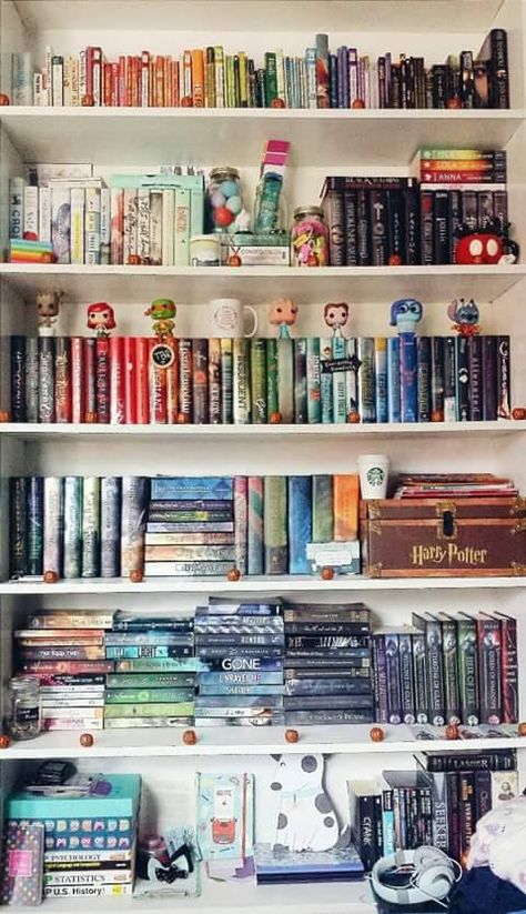 Imagen de book and read Pretty Bookshelf, Dream Bookshelves, Bookshelf Goals, Unique Bookcase, Lots Of Books, Beautiful Bookshelf, Bookshelf Inspiration, Room Decor Grunge, Dream Library