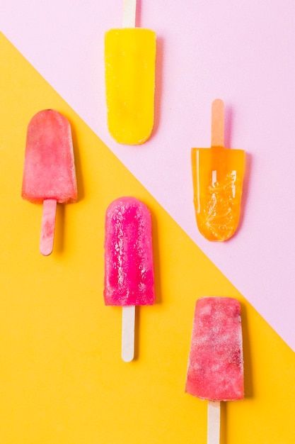 Top view ice cream sticks | Free Photo #Freepik #freephoto #table Ice Cream Background, Ice Cream Sticks, Ice Popsicle, Ice Cream Business, Ice Cream Cart, Ice Cream Stick, Cold Desserts, Ice Cream Popsicles, Candy Shop