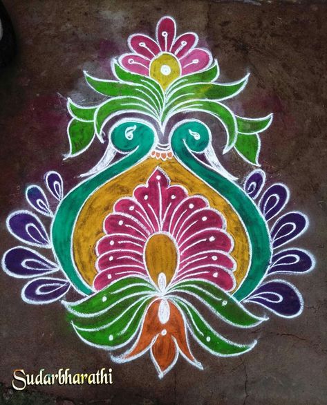 free hand rangoli designs with colours #modernrangolikolamdesignswithcolours #RangoliDesignsWithColours #simplecolourrangoli #colourfulrangolidesigns #simple rangoli designs with colour Discover stunning modern rangoli kolam designs with vibrant colors that will add a touch of elegance to your home. New Latest Blouse Design, Free Hand Rangoli Designs With Colours, Rangoli Kolam Designs With Colour, Mugullu Rangoli Designs, Modern Rangoli, Blouse Designs Images, Rangoli Designs With Colours, Banarasi Blouse, Simple Rangoli Designs