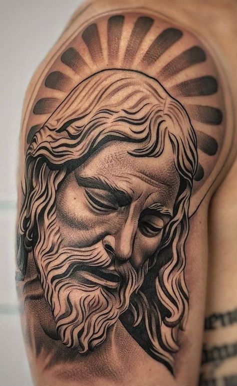 Jesus Tattoo On Arm, Jesus Tattoos, Jesus Christ Tattoo, Jesus Tattoo Design, Catrina Tattoo, Christ Tattoo, Jesus Piece, Holy Quotes, Forearm Tattoo Design