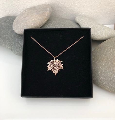 Buy Rose Gold Maple Leaf Necklace. Delicate Sterling Silver Maple online on Etsy India. Shop for handmade, vintage and unique Charm Necklaces items from Lovedbyvenus online on Etsy Maple Leaf Pendant, Pendant Designs Gold Simple, Gold Pendant Designs, Cute Pendant Necklace, Cute Pendants, Maple Leaf Necklace, Leaf Jewellery, Cute Necklaces, Silver Maple Leaf