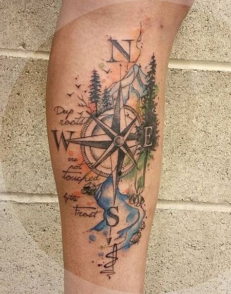 Where ya will go A compass is a navigational instrument to determine the direction of magnetic north, which is important for the mariners of early age to find their way of navigation. Compass tattoo, or its derived compass rose tattoo… Continue Reading → Shock Tattoo, Western Tattoo, Compass Tattoo Design, Rabbit Tattoos, Geniale Tattoos, Tatuaje A Color, All Who Wander, Deep Roots, E Tattoo