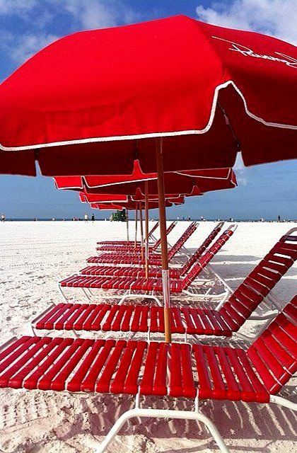 summertime... | by uydurukprenses Red Things, Red Shades, I See Red, Red Beach, Red Umbrella, Simply Red, Photography Beach, Beach Umbrella, Beach Chairs