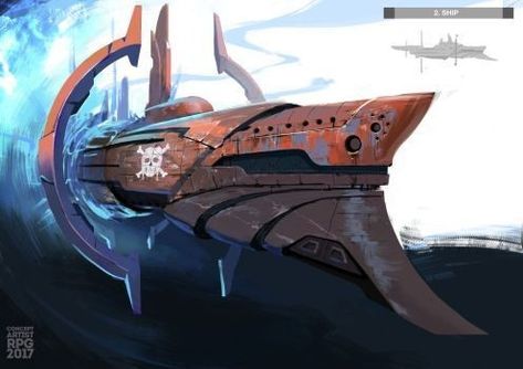 Cyberpunk Pirate Ship, Pirate Spaceship, Space Pirate Ship, Airship Art, Sci Fi Ship, Air Ship, Concept Vehicles Sci Fi, Alien Ship, Pirate Ships