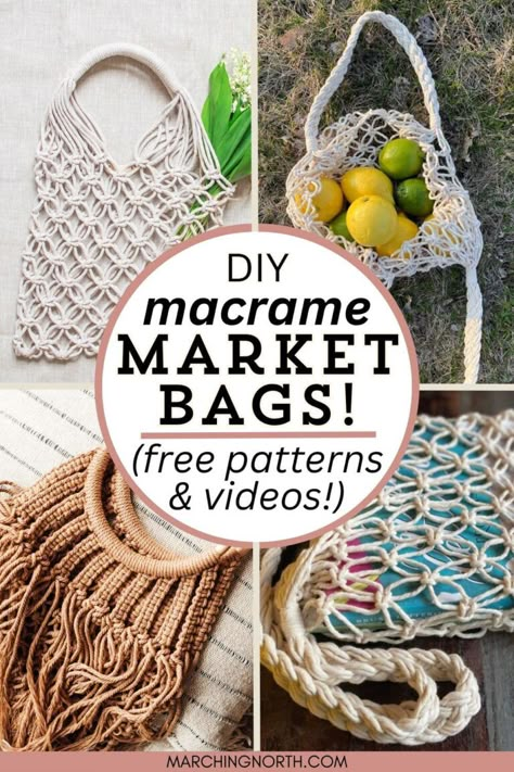 18 Free and Easy to Make Macrame Tote Bag Tutorials Macrame Bag Diy, Beginner Macrame Projects, Tote Bag Tutorials, Macrame Net, Macrame Tote Bag, Beginner Macrame, Tote Bag Patterns, Free Macrame Patterns, Simple Macrame