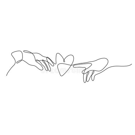 Line Tattoo Woman Silhouette, Aesthetic Love Symbols, Line Art Design Friends, Line Art Drawings Self Love, Love Line Art Simple, Continuous Line Heart Tattoo, One Line Love Drawing, Line Art Two Women, Faith Line Art