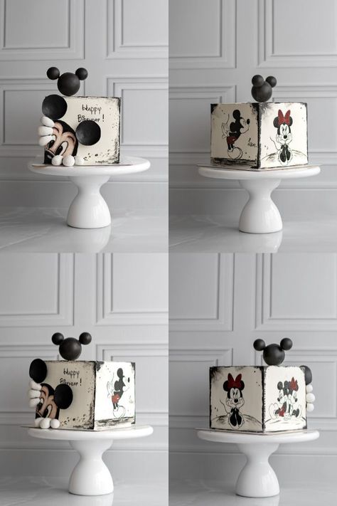 Mickey Cake Birthday, Disney Character Cake, Disney Cakes Birthday, Simple Mickey Mouse Cake, Cartoon Cake Ideas, Mickey Mouse Cake Ideas, Disney Cake Ideas, Mickey And Minnie Mouse Cake, Mickey Mouse Cakes