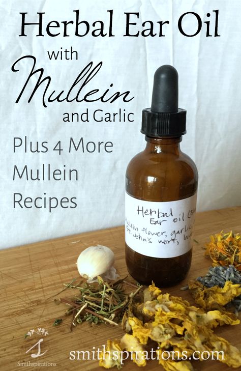 Antibiotics aren't usually needed for ear infections. Ear drops help relieve pain so that the infection can heal on its own. These herbal ear drops help relieve pain and inflammation. So easy to make, too! Herbal Ear Oil Recipe with Mullein Flower and Garlic Mullein Flower, Ear Oil, Herbs For Sleep, Tinctures Recipes, Medicine Recipes, Herbal Medicine Recipes, Home Apothecary, Herbal Remedies Recipes, Herbal Salves