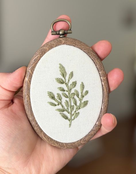 Tiny embroidery wall decor with delicate leaves. Ready to hang!   #embroidery #walldecor #vintage Embroidery Wall Decor, Tiny Embroidery, Embroidered Wall Hanging, Embroidered Wall Art, Mini Embroidery, Wall Decor Hanging, State Of Colorado, Collage Wall, Handmade Felt