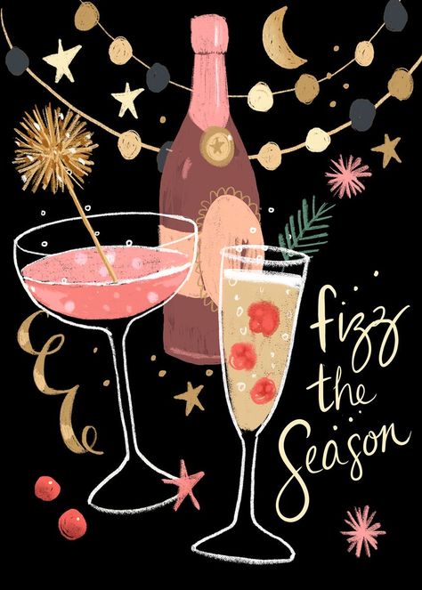 Christmas Party Illustration, Christmas Party Cocktails, Cocktail Illustration, New Year Illustration, Party Cocktails, Cocktail Art, Advocate Art, Illustration Photo, Christmas Drinks