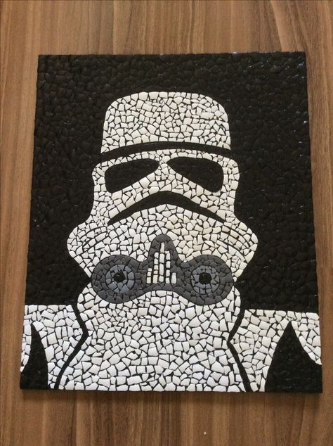 Storm trooper egg shell mosaic Egg Shell Mosaic, Egg Mosaic, Shell Mosaic, Egg Shell, Storm Trooper, Egg Shells, Mosaic Art, Mosaic, Egg