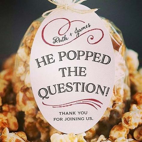 Popped The Question Popcorn Prize Favor Idea For Bridal Shower Bridal Bbq, Bridal Shower Favors Ideas, Crochet Favors, Inexpensive Bridal Shower Gifts, Bridal Shower Favors Cheap, Bridal Shower Questions, Bridal Shower Prizes, Fall In Love Bridal Shower, Point System