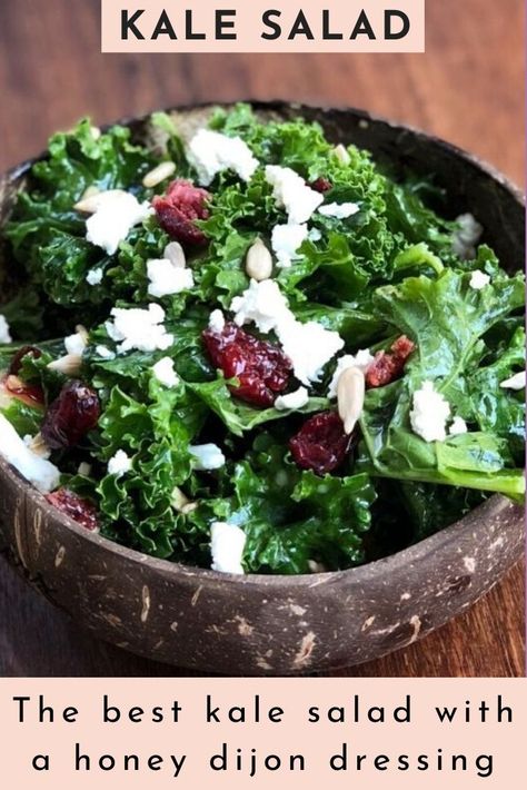 Dijon Salad, Kale Apple Salad, Apple Cranberry Salad, Sweet Kale Salad, Delicious Healthy Salads, Honey Dijon Dressing, Massaged Kale Salad, Salad Kale, Dijon Dressing